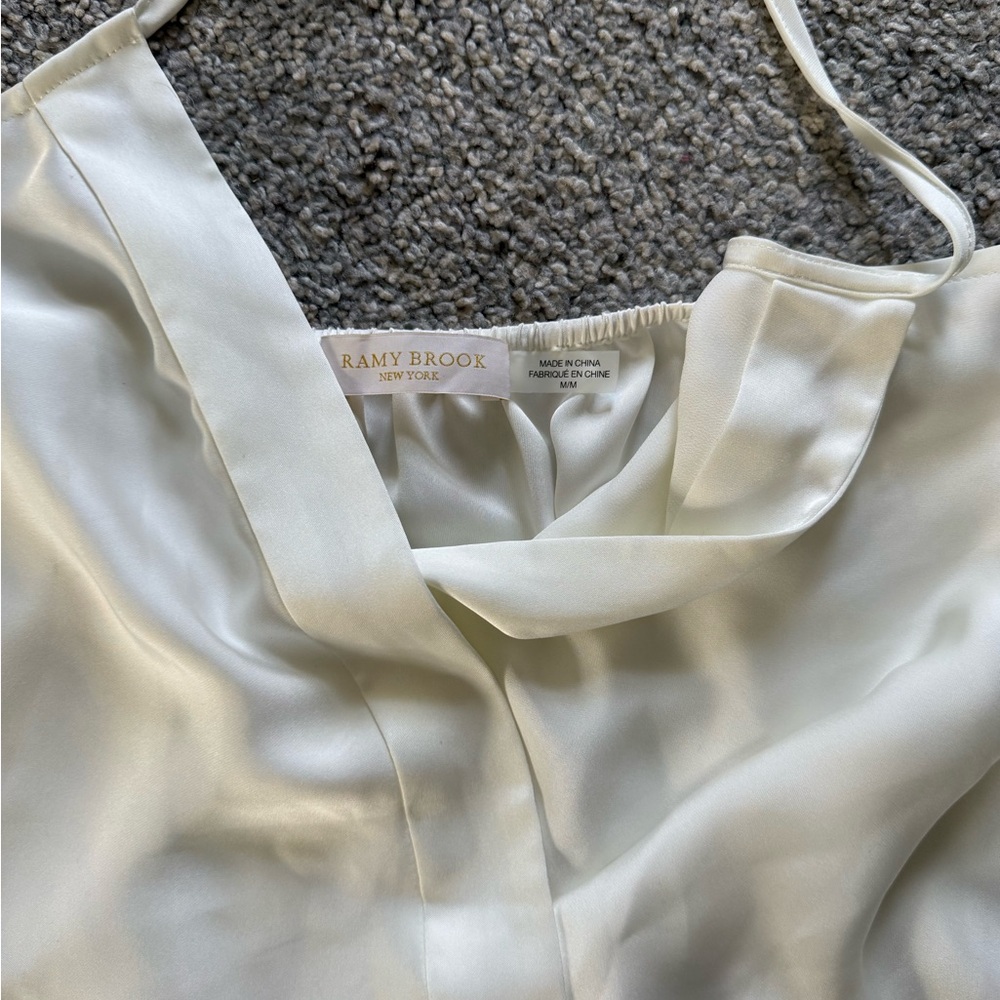 Ramy Brook White Satin Wrap Blouse - Picture 2 of 3
